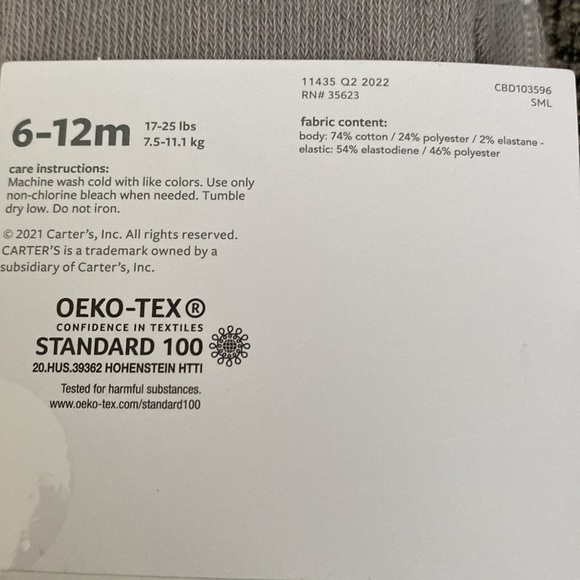 Carter’s Baby Girl Gray Tights 6-12 Months - Picture 3 of 3